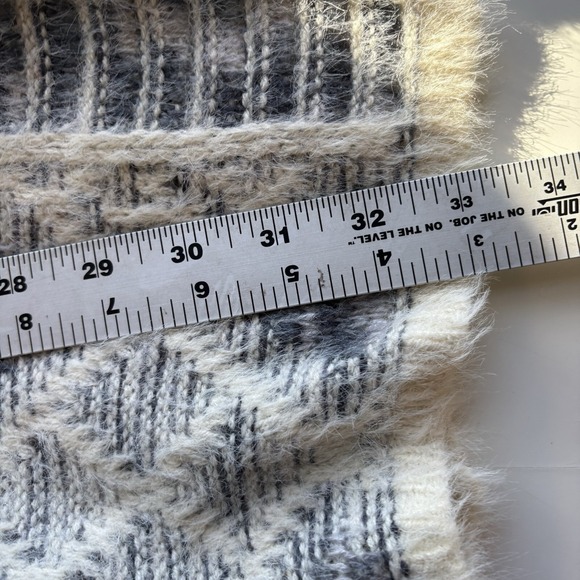 Rebecca Elliot Womens Hooded Open Cardigan Sweater Small Geometric Fuzzy Stretch - Picture 7 of 9